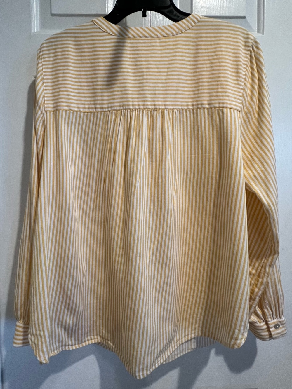 J. Jill Yellow and White Striped Button-Front Blouse - Picture 5 of 7
